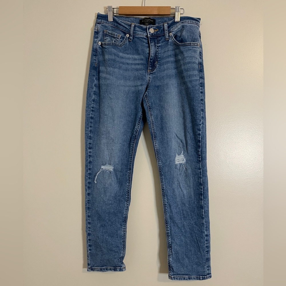 Banana Republic Womens Jeans Size 27 Blue Girlfriend Jeans Distressed Denim